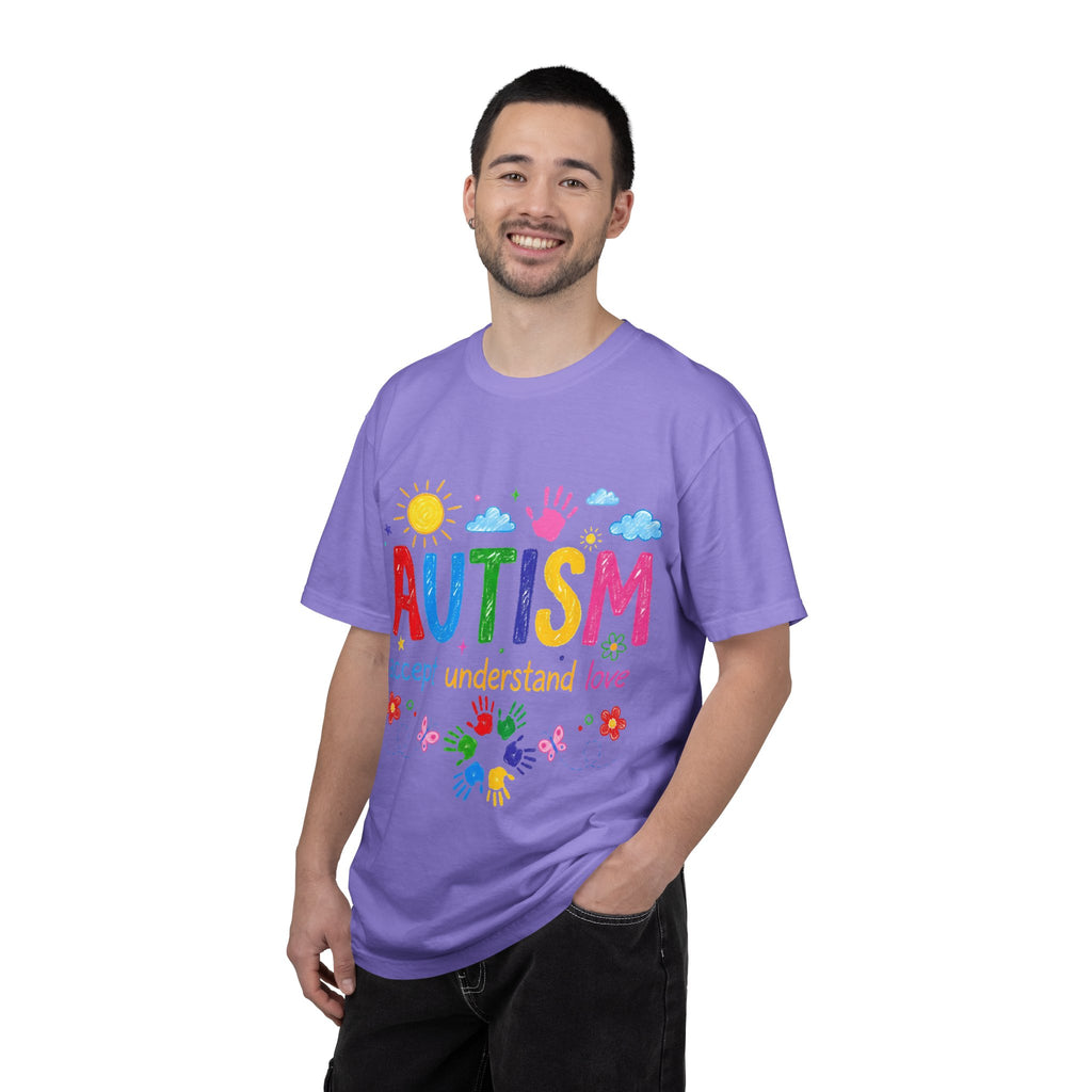 Autism Awareness T-Shirt — "Autism: accept understand love" Colorful Handprint Design