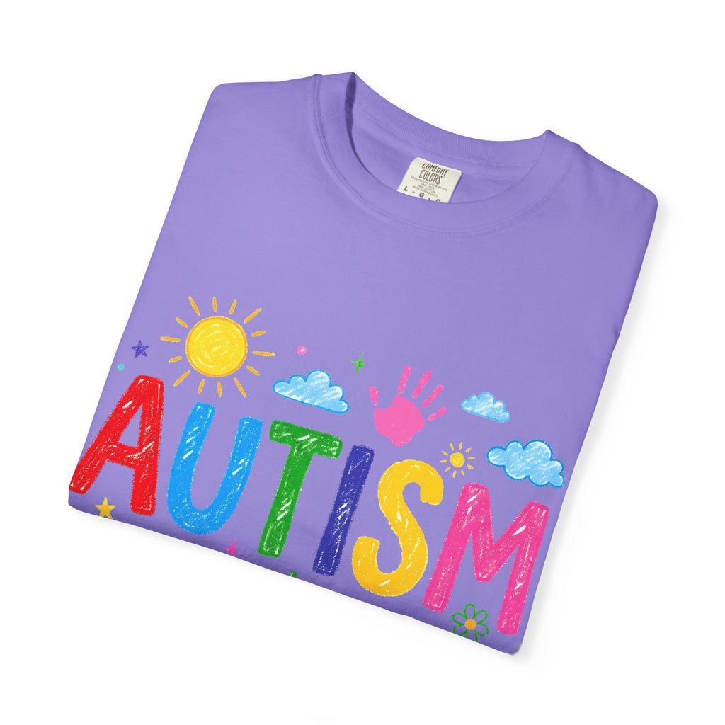 Autism Awareness T-Shirt — "Autism: accept understand love" Colorful Handprint Design