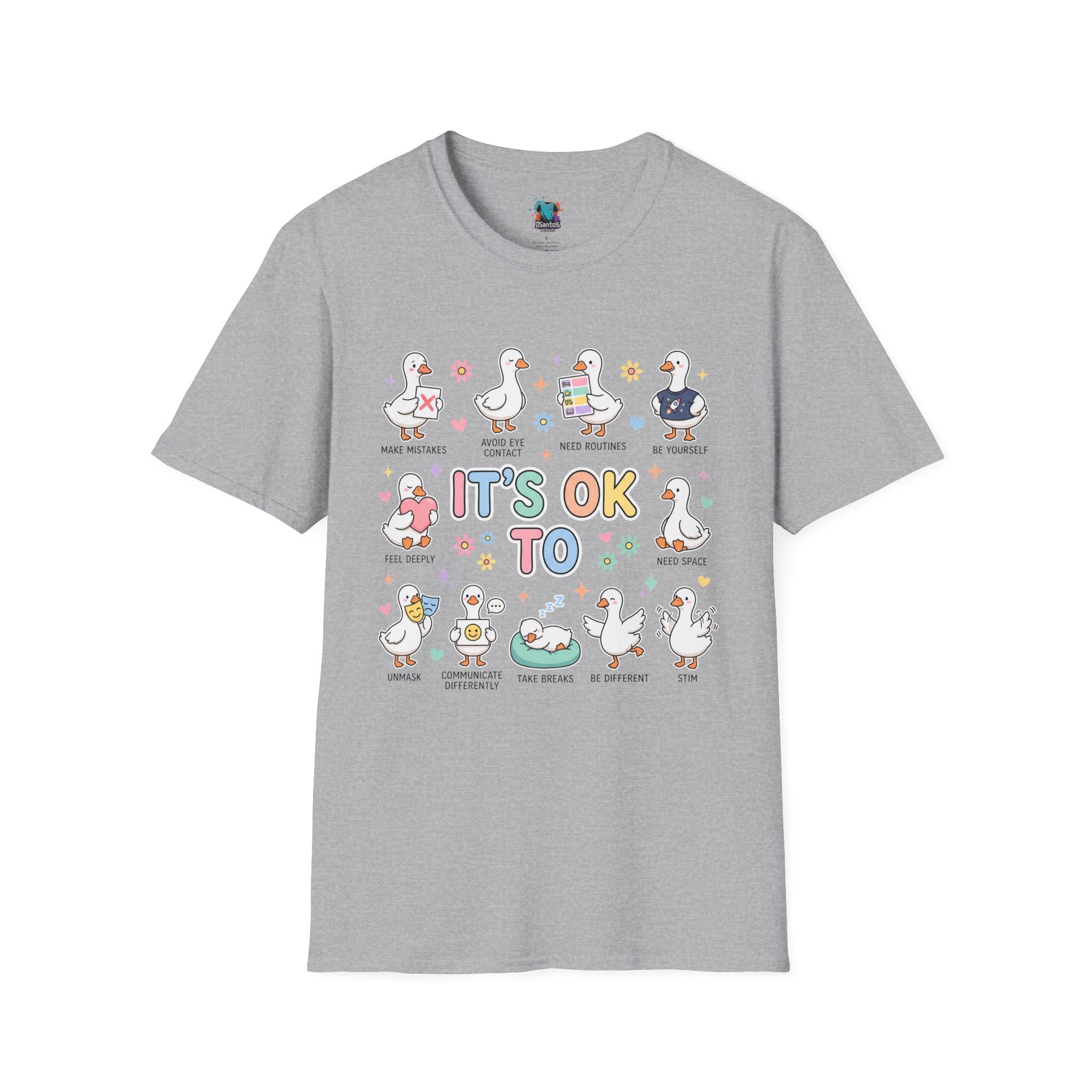 It’s OK To Ducks T-Shirt — Cute Positive Duck Cartoon Graphic Tee