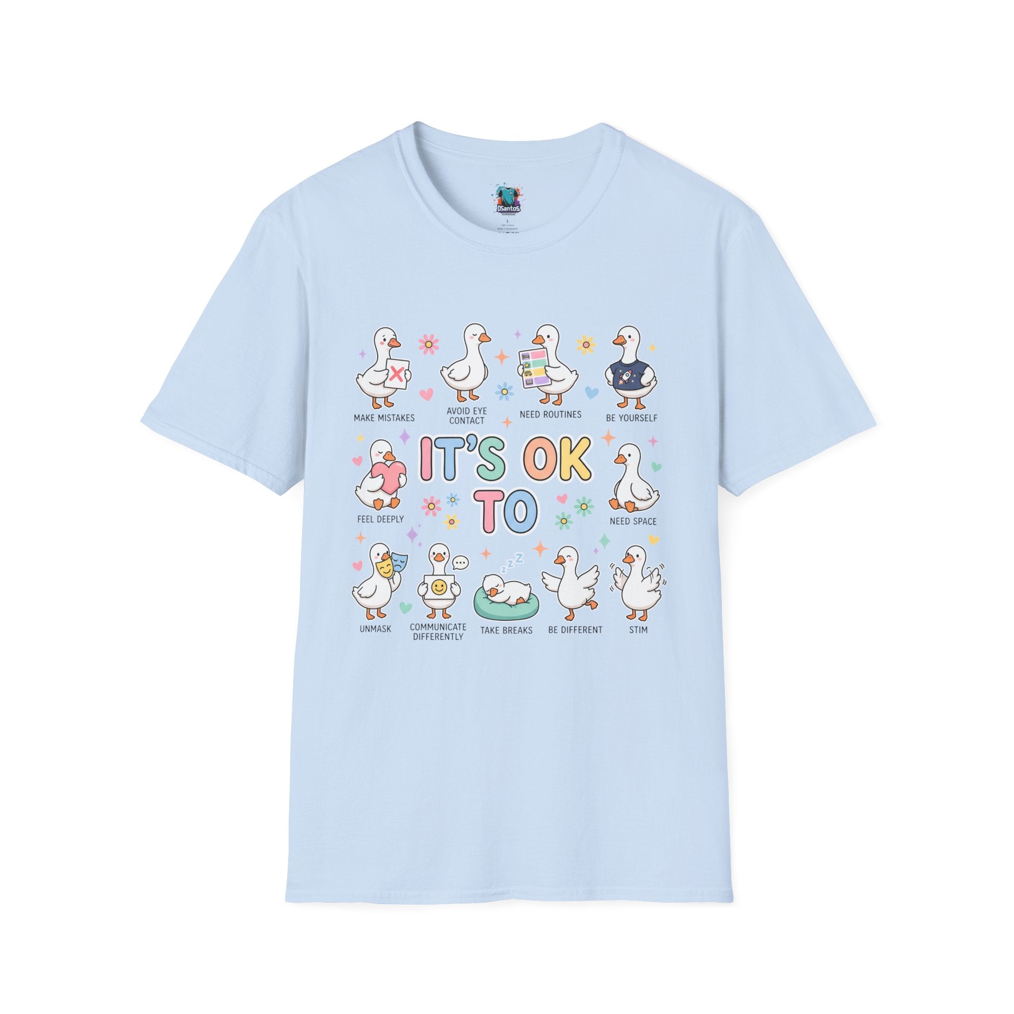 It’s OK To Ducks T-Shirt — Cute Positive Duck Cartoon Graphic Tee