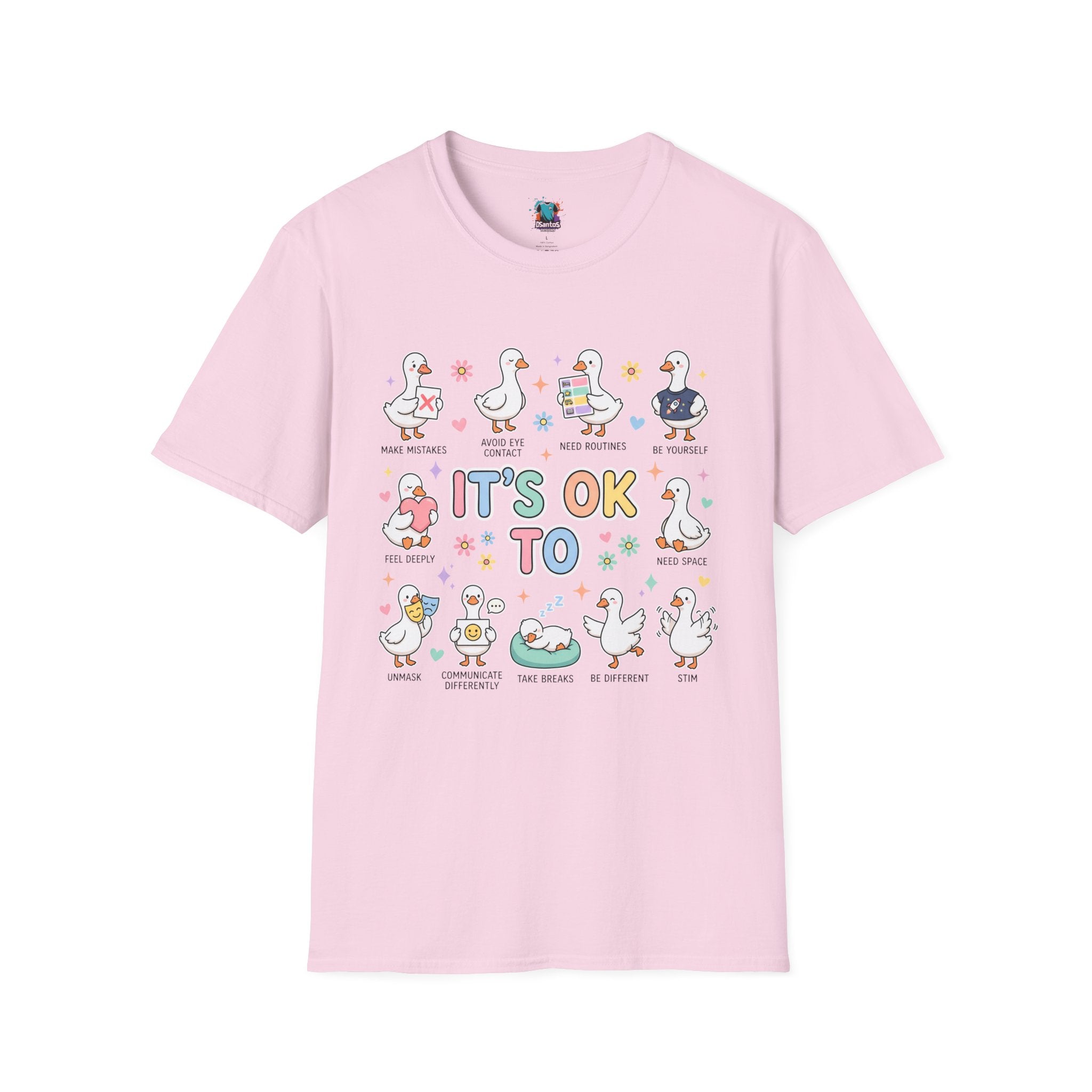 It’s OK To Ducks T-Shirt — Cute Positive Duck Cartoon Graphic Tee
