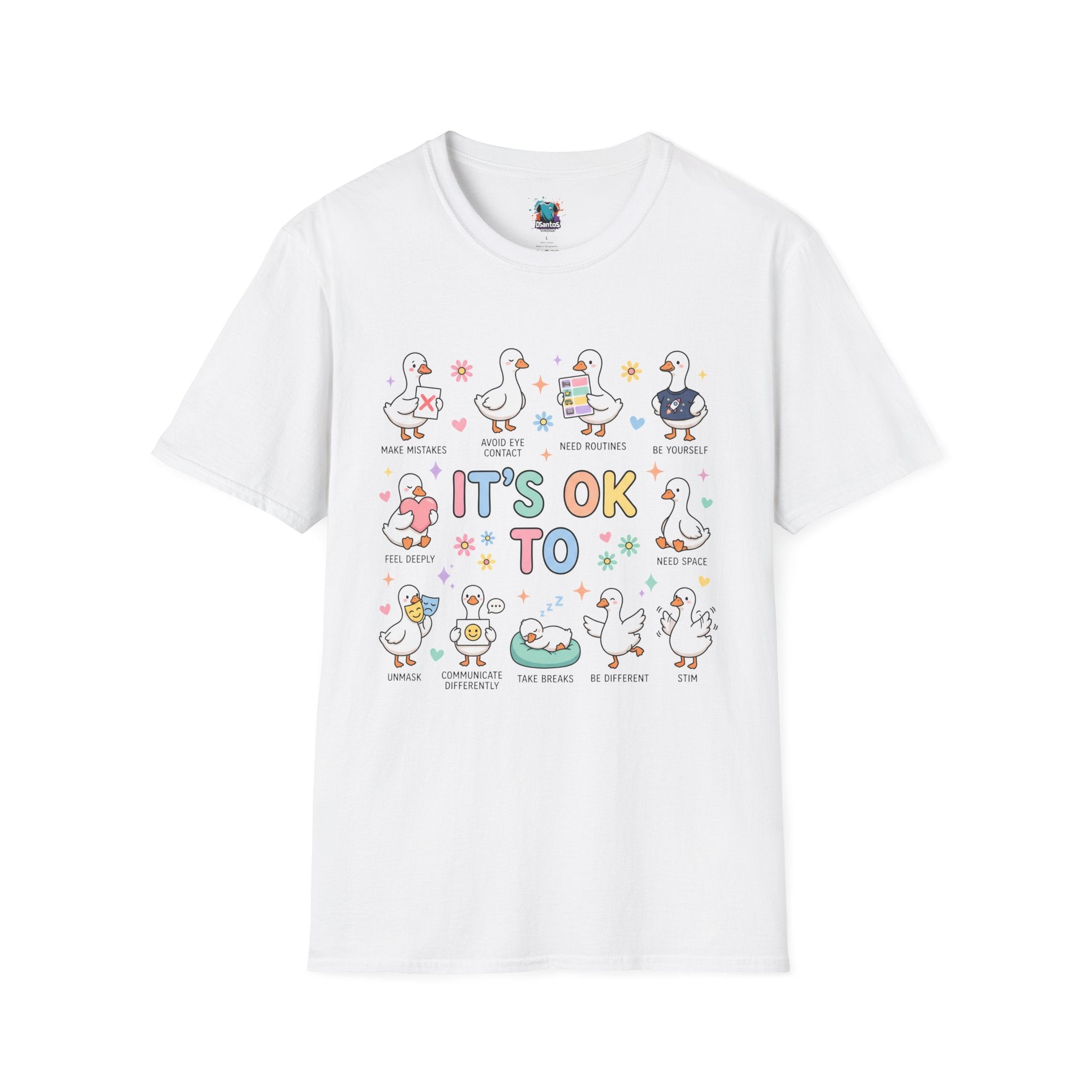It’s OK To Ducks T-Shirt — Cute Positive Duck Cartoon Graphic Tee