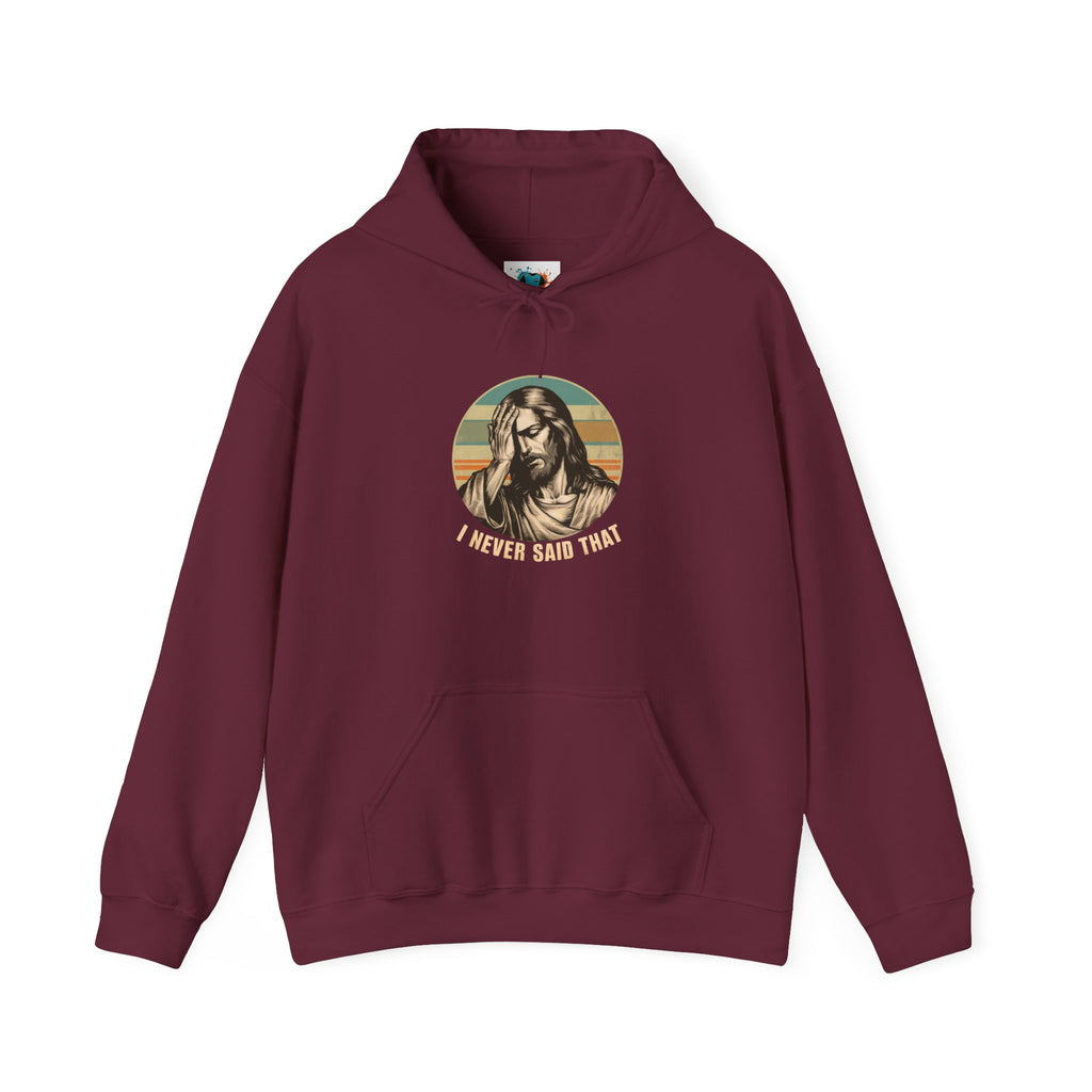 Jesus Retro Hoodie — "I Never Said That" Christian Faith Pullover