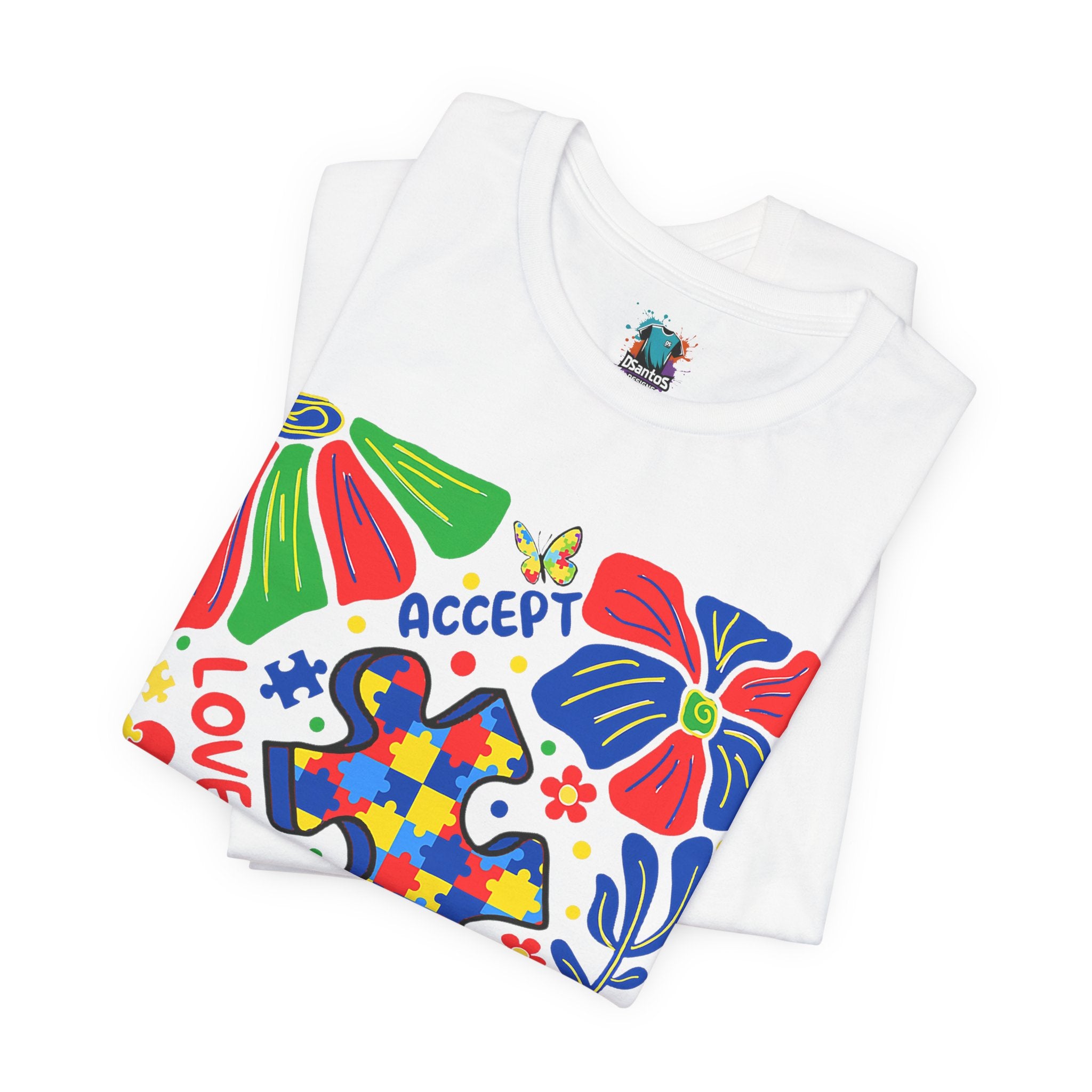 Autism Awareness Puzzle Heart Tee — "Accept Love Understand"