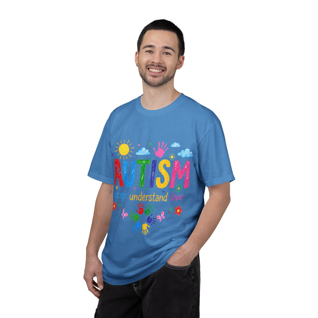 Autism Awareness T-Shirt — "Autism: accept understand love" Colorful Handprint Design
